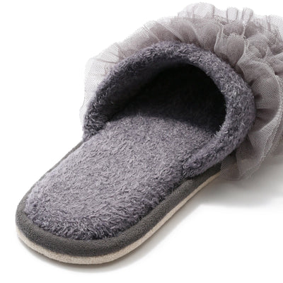 MOIST KNIT FRILL ROOM SHOES Gray