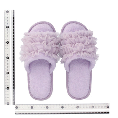 KNIT FRILL ROOM SHOES PURPLE