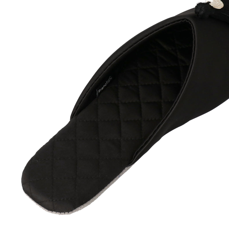 QUILTING Satin Room Shoes Black