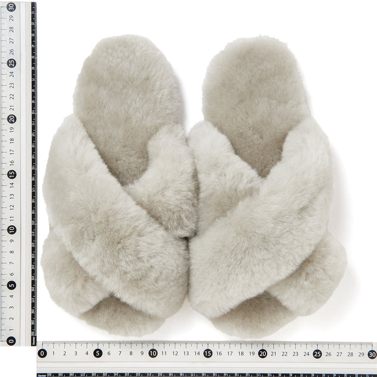 SHEEP FUR CROSS ROOM SHOES GRAY