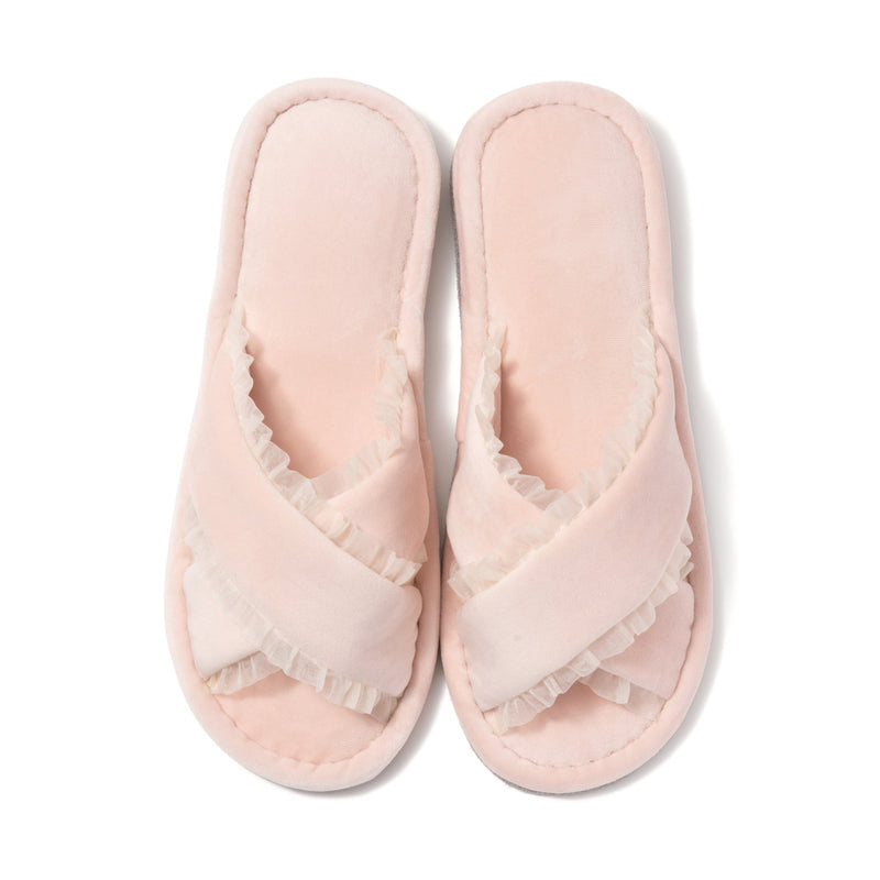 WASHABLE FRILL ROOM SHOES PINK