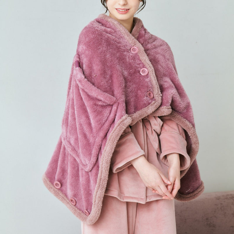 WARM FLEECE 4WAY PONCHO PURPLE