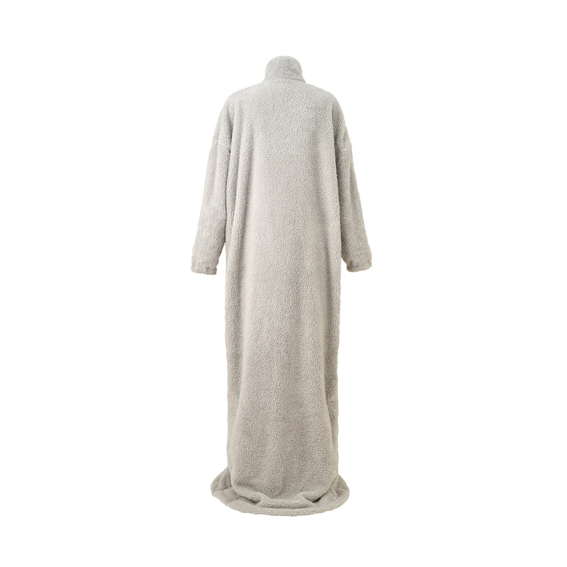 WARM FLEECE LONG BLANKET ROBE GRAY