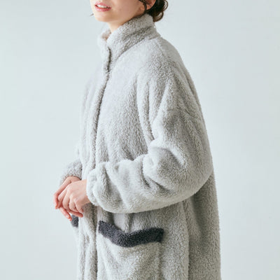 WARM FLEECE BLANKET ROBE GRAY