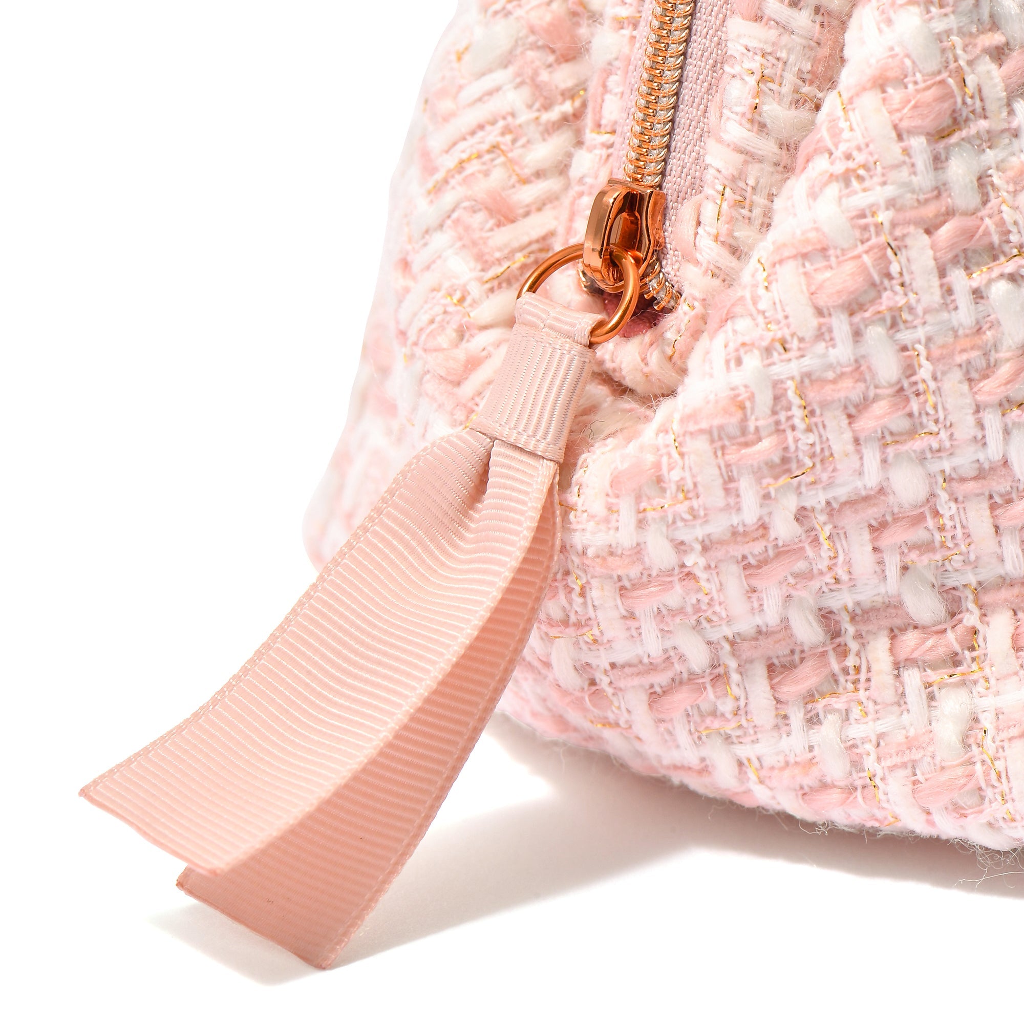 TWEED WIRE POUCH PINK