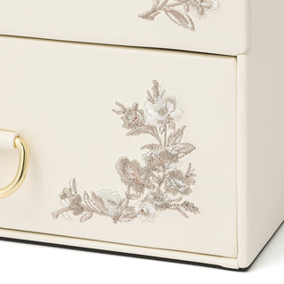 Embroidery Flower  Jewelry Box Beige