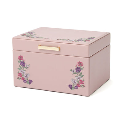 EMBROIDERY FLOWER JEWELRY BOX LARGE PINK
