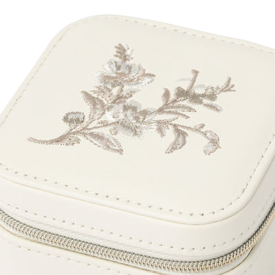 Embroidery Flower Jewelry Box Small Beige