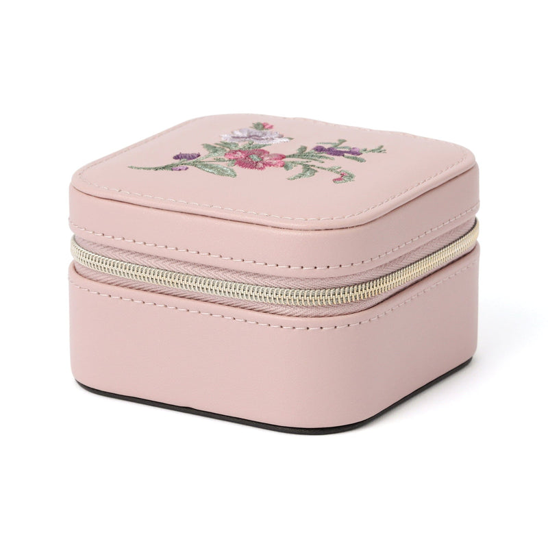 EMBROIDERY FLOWER 旅行珠寶盒 小號 粉紅色
