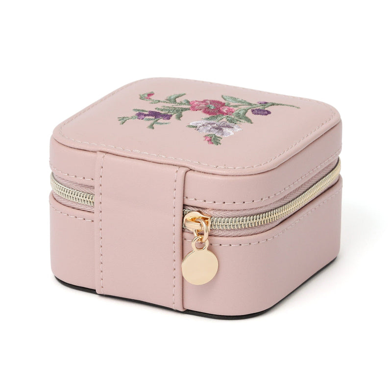 EMBROIDERY FLOWER 旅行珠寶盒 小號 粉紅色