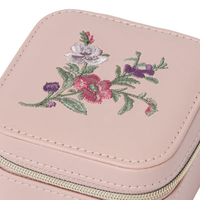 Embroidery Flower Jewelry Box Small Pink