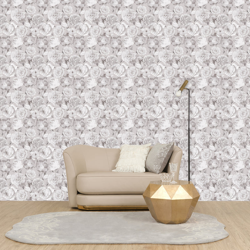 REMOVABLE WALL PAPER PEONY GRAY