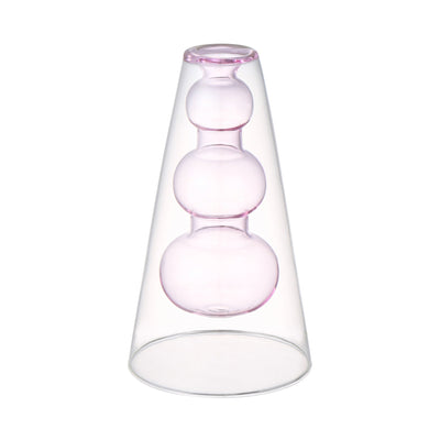 DOUBLE GLASS FLOWER VASE PINK