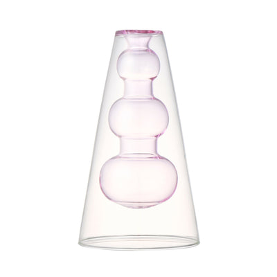 DOUBLE GLASS FLOWER VASE PINK