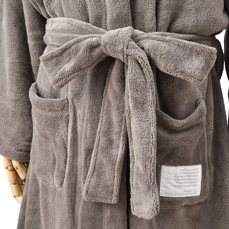 Quick Dry Bath Robe Gray X Brown