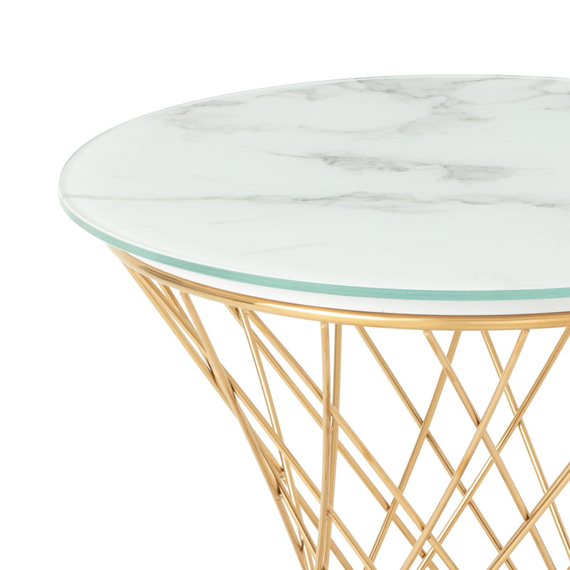 MAGLIA SIDE TABLE MARBLE x GOLD (A) (W500×D500×H490)